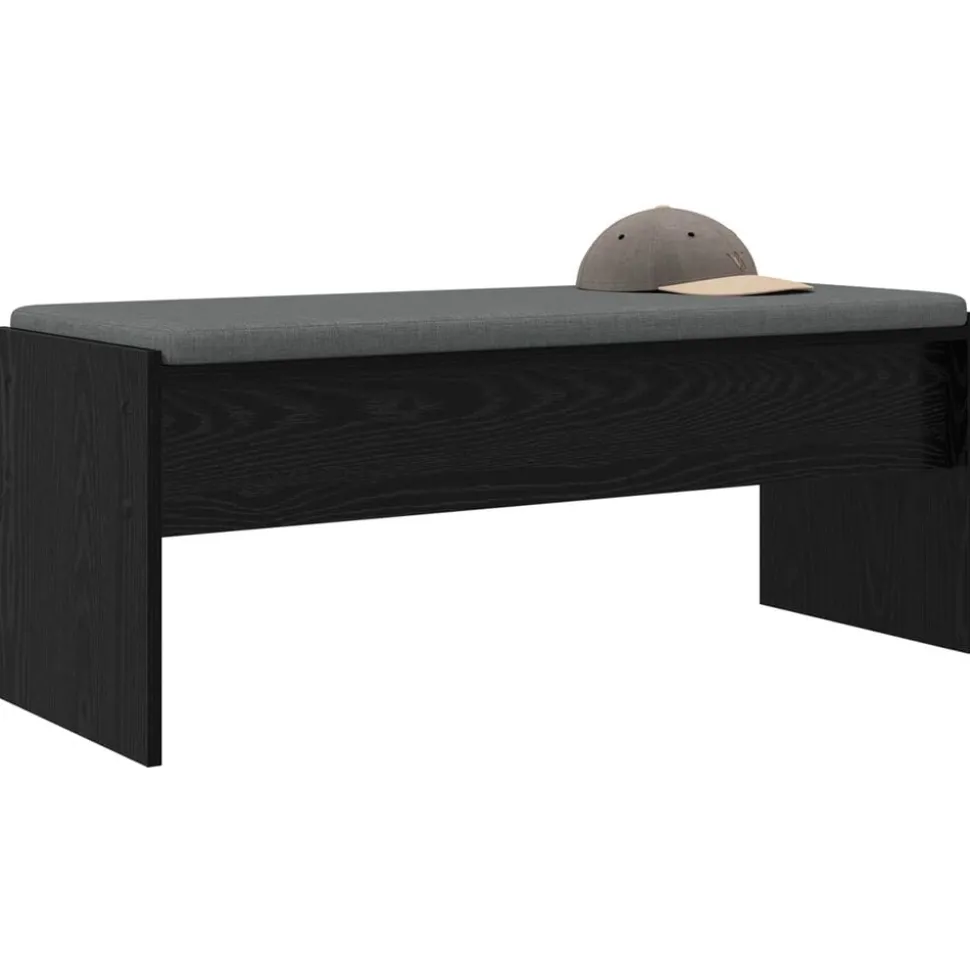 vidaXL Halbank met kussen Zwart Eiken 103 x 38 x 40 cm