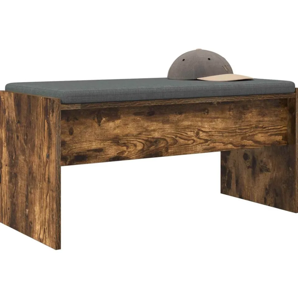 vidaXL Halbank met kussen Gerookt eiken 83 x 38 x 40 cm