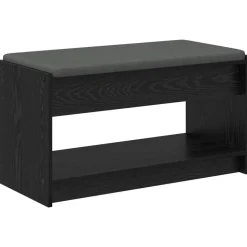 vidaXL Halbank met kussen met plank Zwarte Eik 83 x 38 x 45 cm