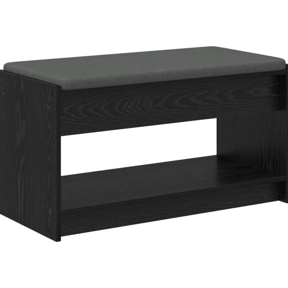vidaXL Halbank met kussen met plank Zwarte Eik 83 x 38 x 45 cm