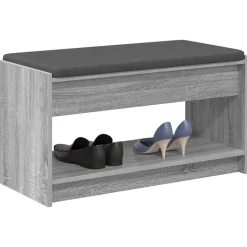 vidaXL Halbank met kussen met plank Grijze Sonoma 83 x 38 x 45 cm