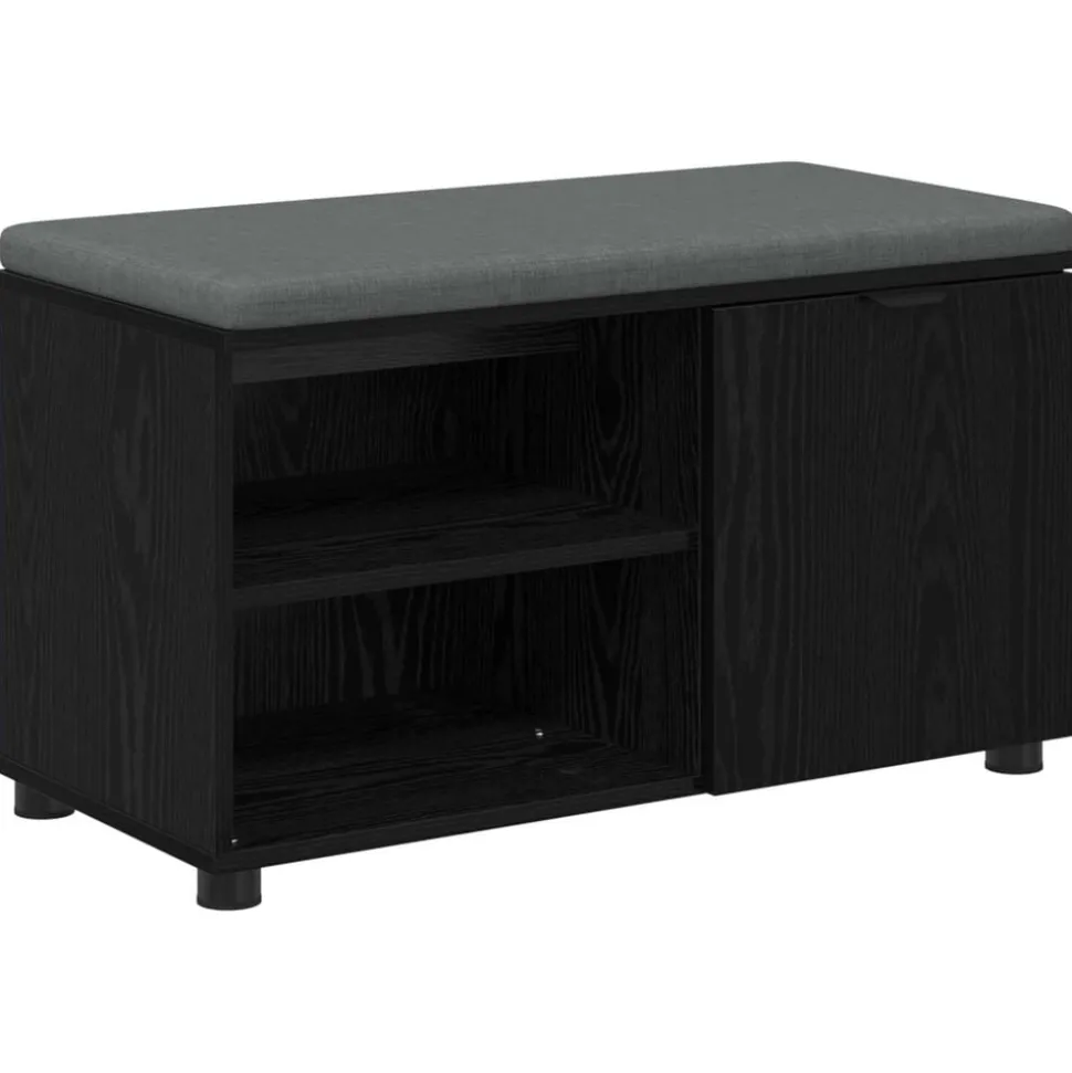 vidaXL Halbank met kussen met plank Zwarte Eik 80 x 38 x 46 cm