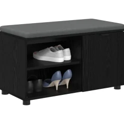 vidaXL Halbank met kussen met plank Zwarte Eik 80 x 38 x 46 cm