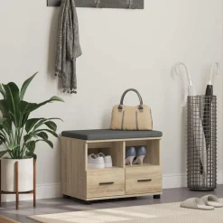 vidaXL Halbank met kussen met lade Sonoma Eiken 60 x 38 x 46 cm