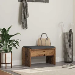 vidaXL Halbank met kussen Oudhout 63 x 38 x 40 cm