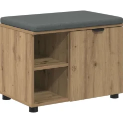 vidaXL Halbank met kussen met plank Artisan Eik 60 x 38 x 46 cm