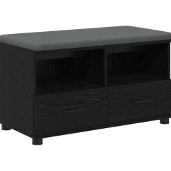 vidaXL Halbank met kussen met lade Zwarte Eik 80 x 38 x 46 cm