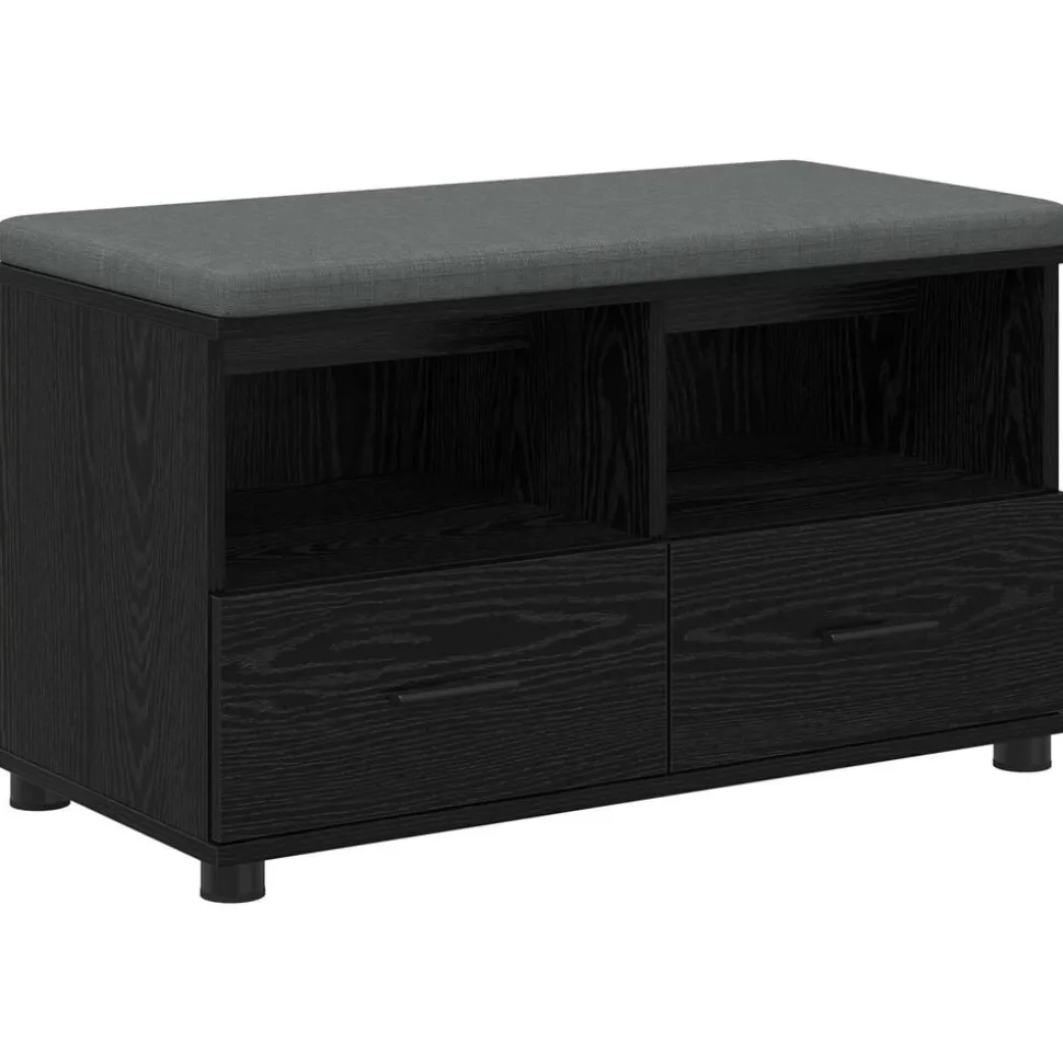 vidaXL Halbank met kussen met lade Zwarte Eik 80 x 38 x 46 cm