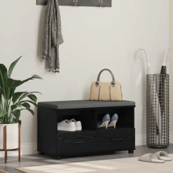 vidaXL Halbank met kussen met lade Zwarte Eik 80 x 38 x 46 cm