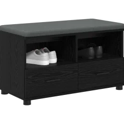 vidaXL Halbank met kussen met lade Zwarte Eik 80 x 38 x 46 cm