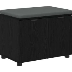 vidaXL Halbank met kussen met plank Zwarte Eik 60 x 38 x 46 cm