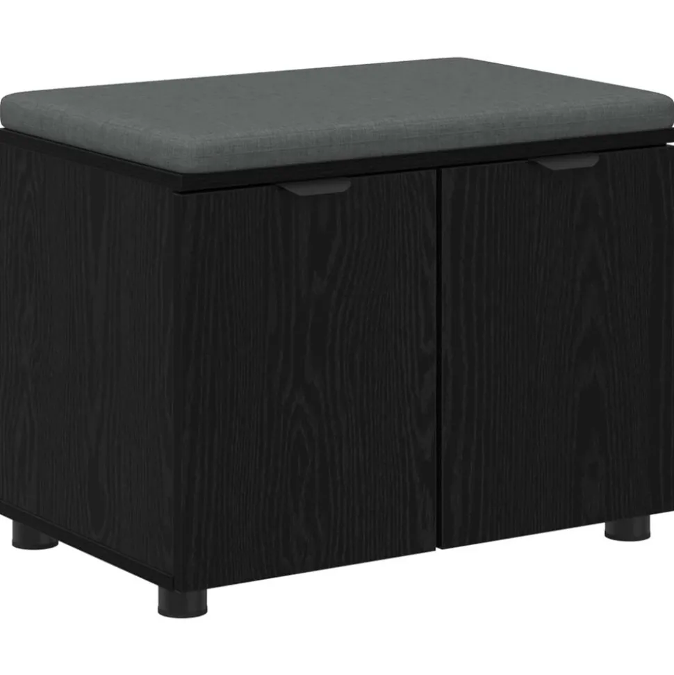 vidaXL Halbank met kussen met plank Zwarte Eik 60 x 38 x 46 cm