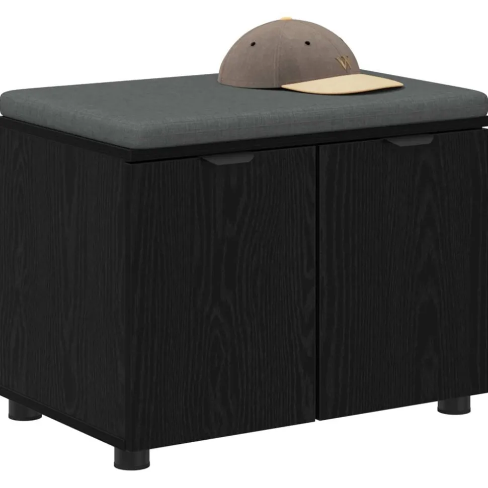 vidaXL Halbank met kussen met plank Zwarte Eik 60 x 38 x 46 cm