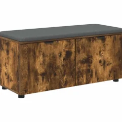 vidaXL Halbank met kussen met plank Gerookte Eik 100 x 38 x 46 cm