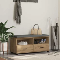 vidaXL Halbank met kussen met lade Artisan Eik 100 x 38 x 46 cm
