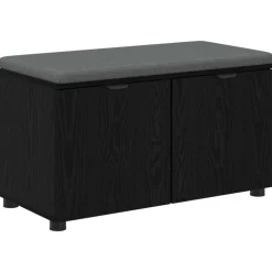vidaXL Halbank met kussen met plank Zwarte Eik 80 x 38 x 46 cm