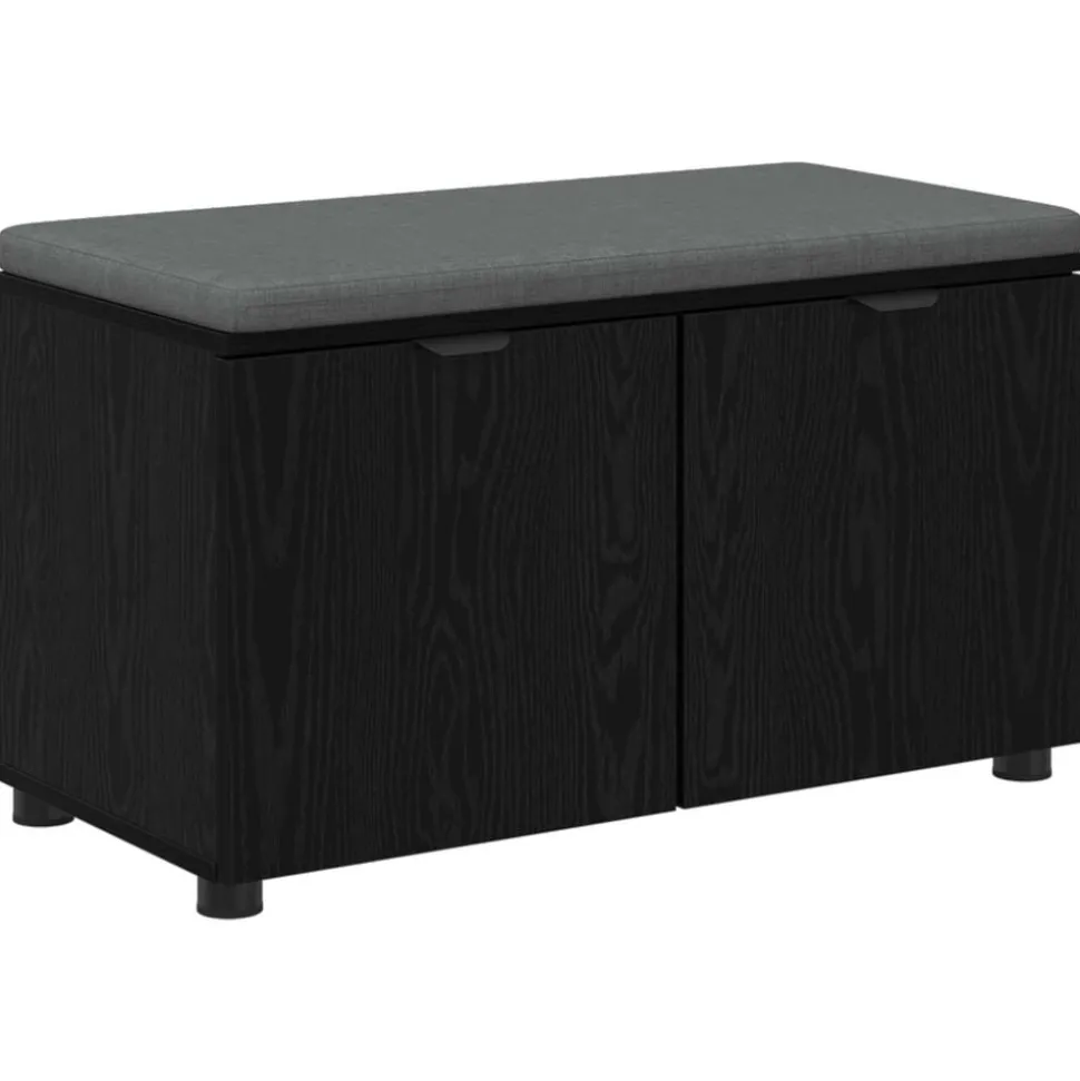 vidaXL Halbank met kussen met plank Zwarte Eik 80 x 38 x 46 cm