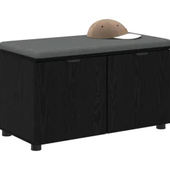 vidaXL Halbank met kussen met plank Zwarte Eik 80 x 38 x 46 cm