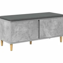 vidaXL Halbank met kussen met opslag Beton Grijs 100 x 38 x 46 cm
