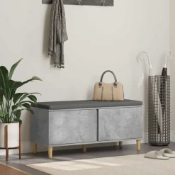 vidaXL Halbank met kussen met opslag Beton Grijs 100 x 38 x 46 cm