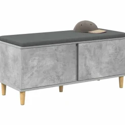 vidaXL Halbank met kussen met opslag Beton Grijs 100 x 38 x 46 cm