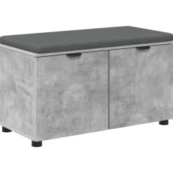 vidaXL Halbank met kussen met plank Beton Grijs 80 x 38 x 46 cm