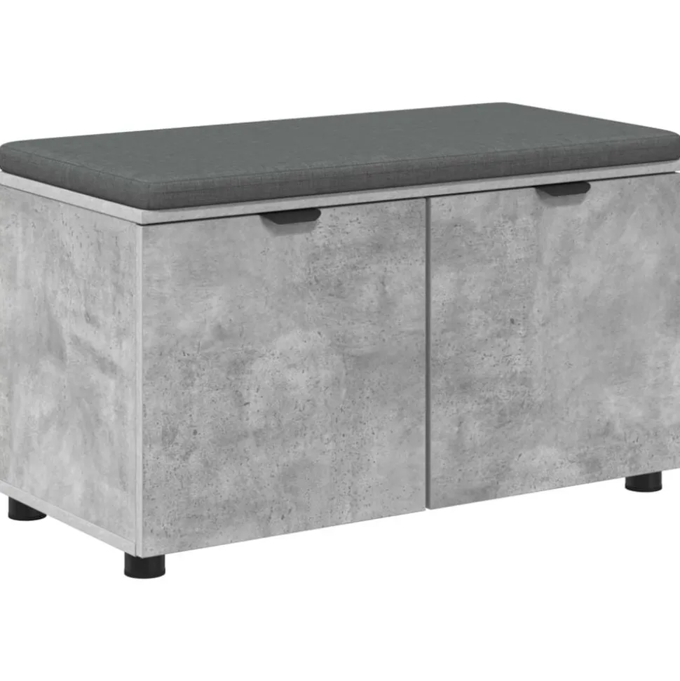 vidaXL Halbank met kussen met plank Beton Grijs 80 x 38 x 46 cm
