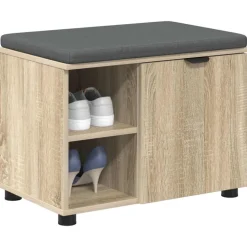 vidaXL Halbank met kussen met plank Sonoma Eiken 60 x 38 x 46 cm