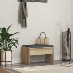 vidaXL Halbank met kussen Sonoma Eiken 63 x 38 x 40 cm