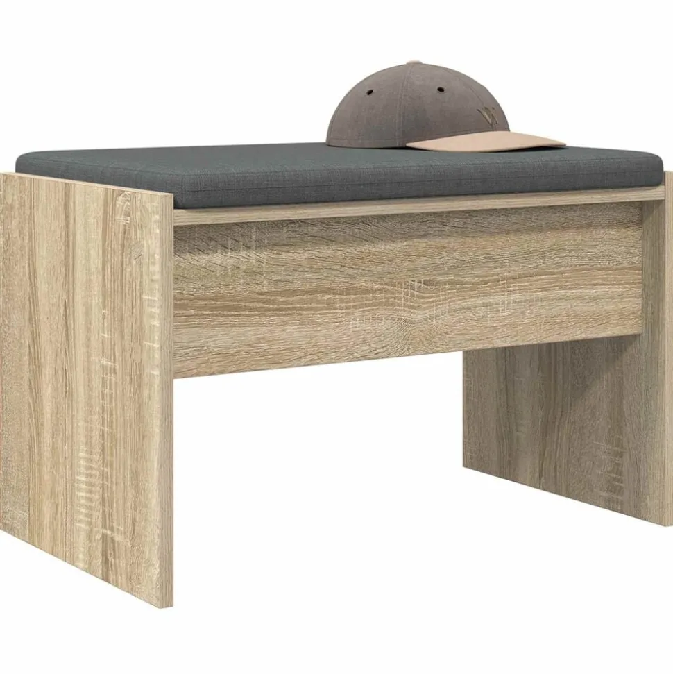vidaXL Halbank met kussen Sonoma Eiken 63 x 38 x 40 cm