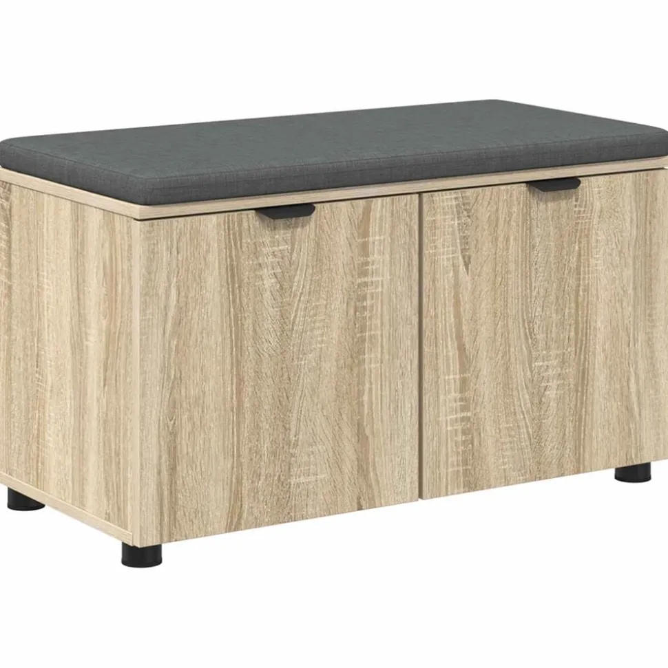 vidaXL Halbank met kussen met plank Sonoma Eiken 80 x 38 x 46 cm