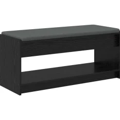 vidaXL Halbank met kussen met plank Zwarte Eik 103 x 38 x 45 cm