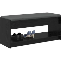 vidaXL Halbank met kussen met plank Zwarte Eik 103 x 38 x 45 cm