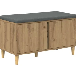 vidaXL Halbank met kussen met opslag Artisan Eik 80 x 38 x 46 cm