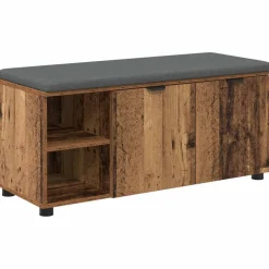 vidaXL Halbank met kussen met plank Oudhout 100 x 38 x 46 cm