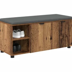 vidaXL Halbank met kussen met plank Oudhout 100 x 38 x 46 cm