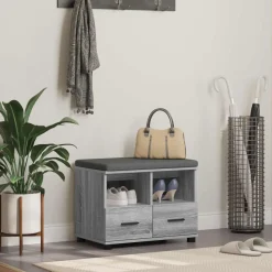 vidaXL Halbank met kussen met lade Grijze Sonoma 60 x 38 x 46 cm