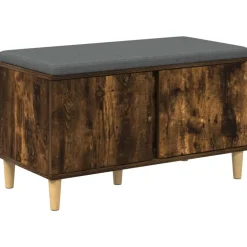 vidaXL Halbank met kussen met opslag Gerookte Eik 80 x 38 x 46 cm