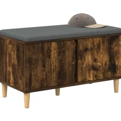 vidaXL Halbank met kussen met opslag Gerookte Eik 80 x 38 x 46 cm