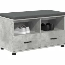 vidaXL Halbank met kussen met lade Beton Grijs 80 x 38 x 46 cm