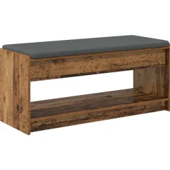 vidaXL Halbank met kussen met plank Oudhout 103 x 38 x 45 cm