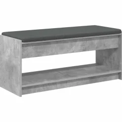 vidaXL Halbank met kussen met plank Beton Grijs 103 x 38 x 45 cm