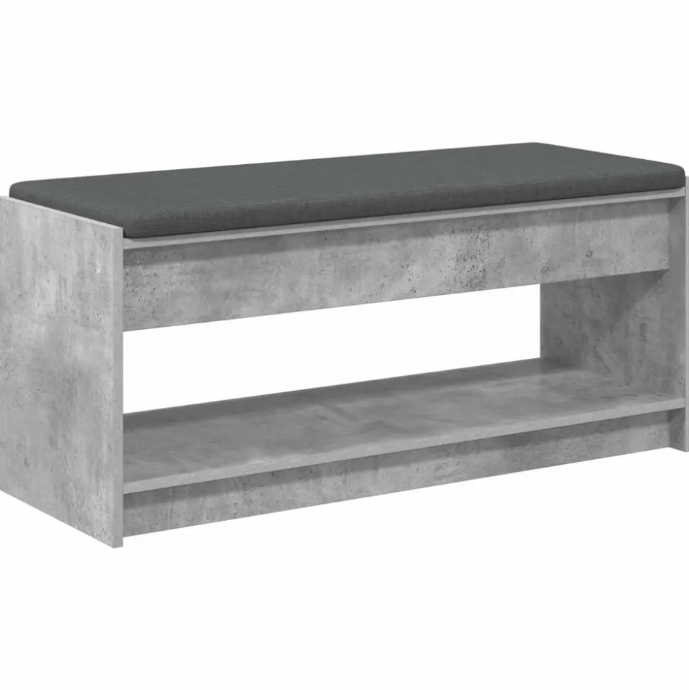 vidaXL Halbank met kussen met plank Beton Grijs 103 x 38 x 45 cm