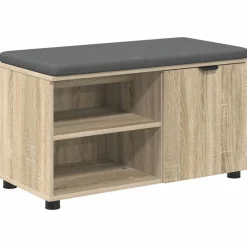 vidaXL Halbank met kussen met plank Sonoma Eiken 80 x 38 x 46 cm