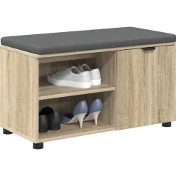 vidaXL Halbank met kussen met plank Sonoma Eiken 80 x 38 x 46 cm