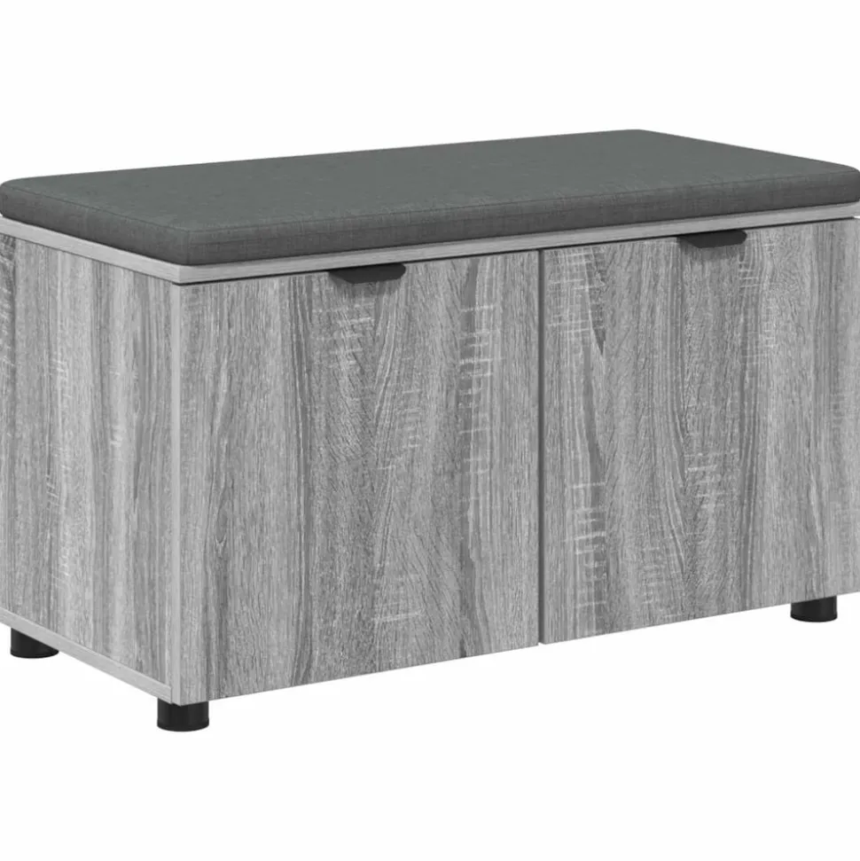 vidaXL Halbank met kussen met plank Grijze Sonoma 80 x 38 x 46 cm