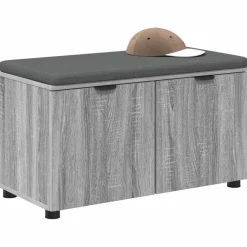 vidaXL Halbank met kussen met plank Grijze Sonoma 80 x 38 x 46 cm