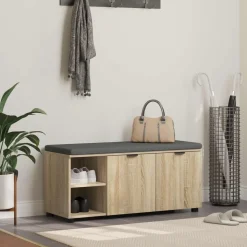 vidaXL Halbank met kussen met plank Sonoma Eiken 100 x 38 x 46 cm