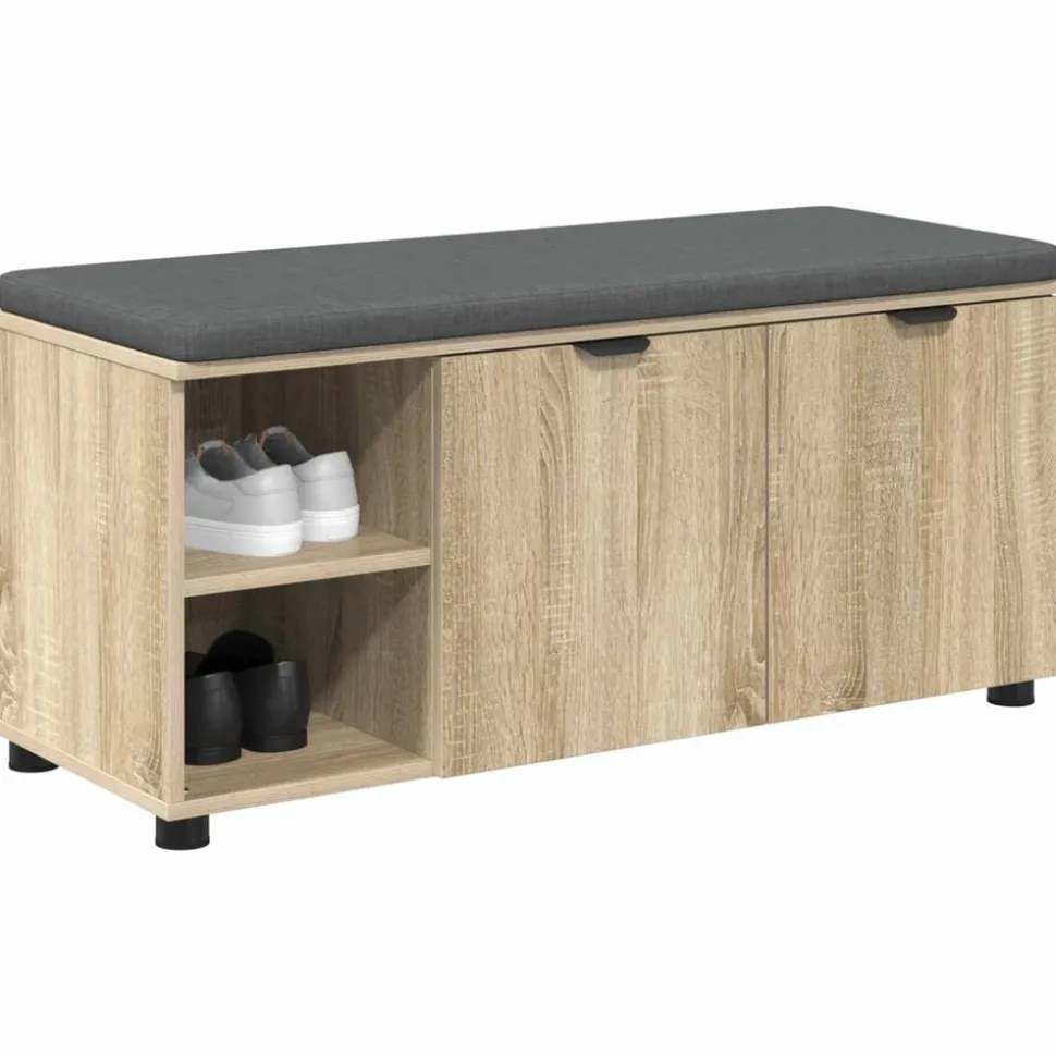 vidaXL Halbank met kussen met plank Sonoma Eiken 100 x 38 x 46 cm