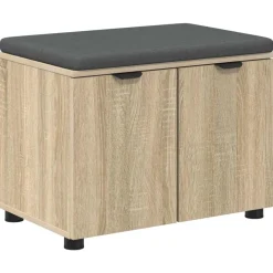 vidaXL Halbank met kussen met plank Sonoma Eiken 60 x 38 x 46 cm